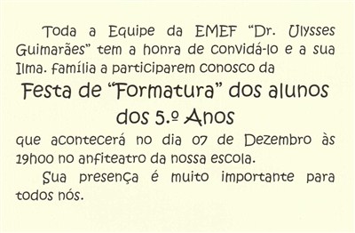 Convite Formatura  EMEF DR Ulysses Guimarães